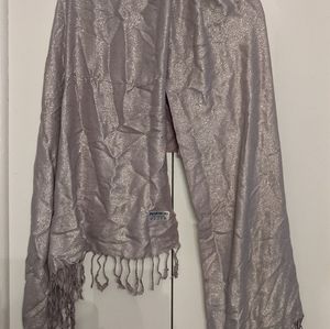 Silver sparkly shawl with tassels